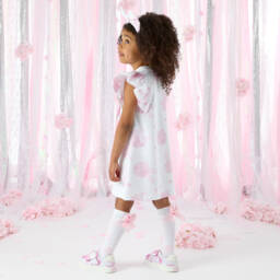A Dee-Girls White Hydrangea Print Knee High Socks | Childrensalon