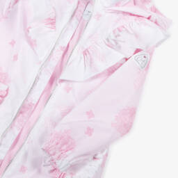 A Dee-Girls White & Pink Floral Hooded Coat | Childrensalon