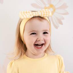 A Dee-Girls Yellow Gingham Bow Headband | Childrensalon