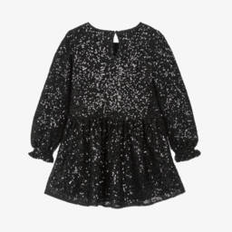 Abel & Lula-Girls Black Long Sleeve Sequin Dress | Childrensalon