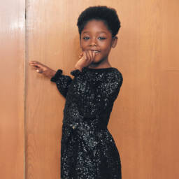 Abel & Lula-Girls Black Long Sleeve Sequin Dress | Childrensalon