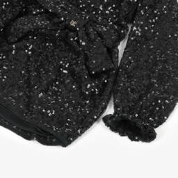 Abel & Lula-Girls Black Long Sleeve Sequin Dress | Childrensalon