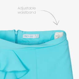 Abel & Lula-Girls Blue Crêpe Ruffle Shorts Set | Childrensalon