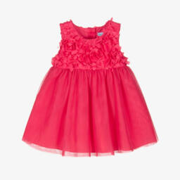 Girls Fuchsia Pink Tulle Flower Dress