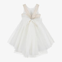 Abel & Lula-Girls Ivory & Beige Glitter Tulle Dress | Childrensalon