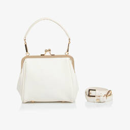 Abel & Lula-Girls Ivory Bow Handbag (15cm) | Childrensalon