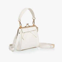 Abel & Lula-Girls Ivory Bow Handbag (15cm) | Childrensalon