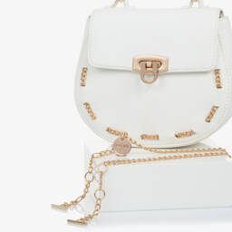 Abel & Lula-Girls Ivory Faux Leather Bag (18cm) | Childrensalon