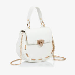 Abel & Lula-Girls Ivory Faux Leather Bag (18cm) | Childrensalon