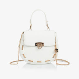 Abel & Lula-Girls Ivory Faux Leather Bag (18cm) | Childrensalon