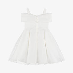 Abel & Lula-Girls Ivory Pleated Bow Dress | Childrensalon