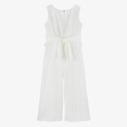 Abel & Lula-Girls Ivory Plissé Jumpsuit | Childrensalon