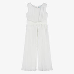 Abel & Lula-Girls Ivory Plissé Jumpsuit | Childrensalon