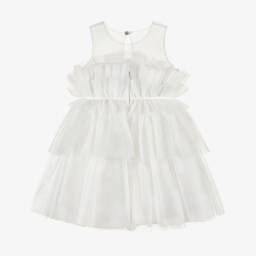 Abel & Lula-Girls Ivory Ruffle Tulle Dress | Childrensalon