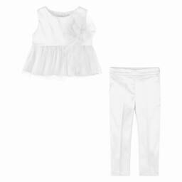 Abel & Lula-Girls Ivory Satin & Tulle Trouser Set | Childrensalon