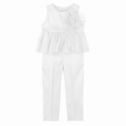 Abel & Lula-Girls Ivory Satin & Tulle Trouser Set | Childrensalon