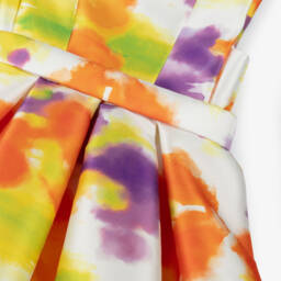 Abel & Lula-Girls Orange & Purple Satin Dress | Childrensalon