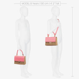 Abel & Lula-Girls Pink & Beige Basket Bag (18cm) | Childrensalon