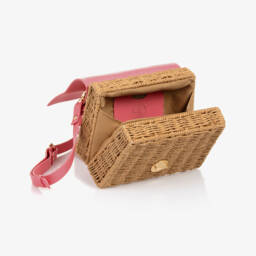 Abel & Lula-Girls Pink & Beige Basket Bag (18cm) | Childrensalon