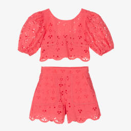 Girls Pink Cotton Shorts Set