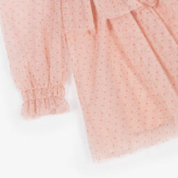 Abel & Lula-Girls Pink Dotted & Sparkle Tulle Dress | Childrensalon