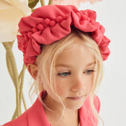 Abel & Lula-Girls Pink Pom-Pom Hairband | Childrensalon