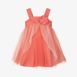 Abel & Lula-Girls Pink Tulle & Satin Dress | Childrensalon