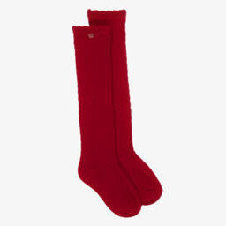 Girls Red Patterned Cotton Socks