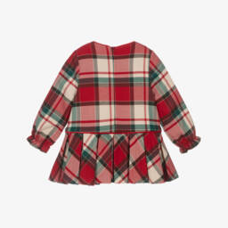 Abel & Lula-Girls Red Tartan Dress with Velvet Bow | Childrensalon