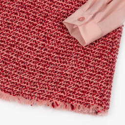 Abel & Lula-Girls Red Tweed & Pink Crêpe Chiffon Dress | Childrensalon