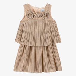 Abel & Lula-Girls Shimmering Gold Skirt Set | Childrensalon