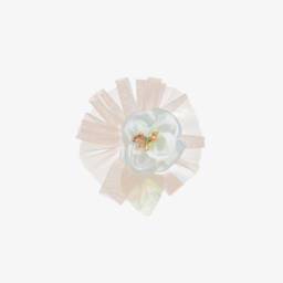 Abuela Tata-Girls Blue Floral Tulle Hair Clip (16cm) | Childrensalon