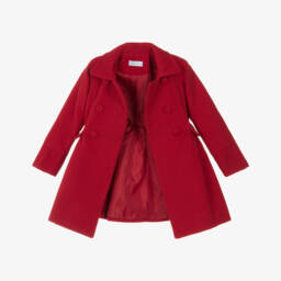 Abuela Tata-Пальто традиционное красное фетровое с бантом для девочек | Childrensalon