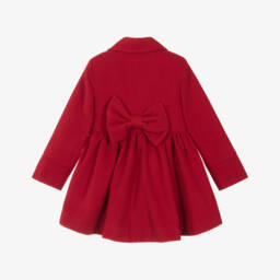 Abuela Tata-Пальто традиционное красное фетровое с бантом для девочек | Childrensalon