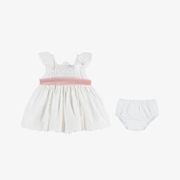 Abuela Tata-Girls White Embroidered Dress Set | Childrensalon