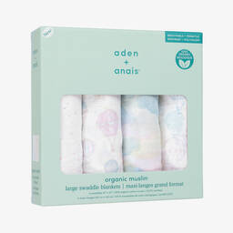 aden + anais-لُفافات قطن موسلين لون أبيض للأطفال الرضع (عدد 4) | Childrensalon
