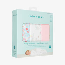 aden + anais-Pink Cotton Fairy Tale Flowers Wrap Swaddles (3 Pack) | Childrensalon