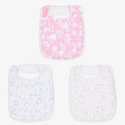 Pink & White Cotton Muslin Bibs (3 Pack)