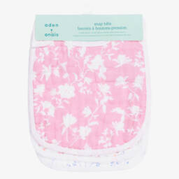 aden + anais-Pink & White Cotton Muslin Bibs (3 Pack) | Childrensalon