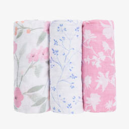 Pink & White Cotton Muslin Cloths (3 Pack)