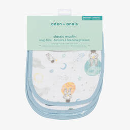 aden + anais-White & Blue Cotton Baby Bibs (3 Pack) | Childrensalon