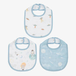 aden + anais-White & Blue Cotton Baby Bibs (3 Pack) | Childrensalon