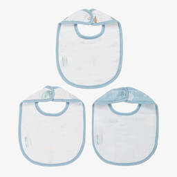 aden + anais-White & Blue Cotton Baby Bibs (3 Pack) | Childrensalon