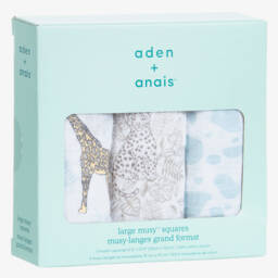 aden + anais-White Cotton Jungle Animal Print Muslin Cloths (3 Pack) | Childrensalon