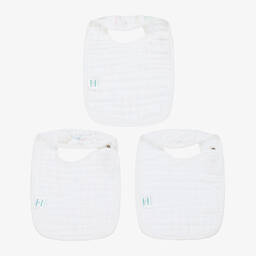 aden + anais-مريلة قطن عضوي موسلين لون أبيض للأطفال (عدد 3) | Childrensalon