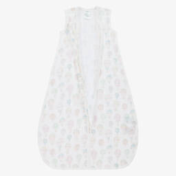 aden + anais-White Organic Cotton Hot Air Balloon Print Sleeping Bag | Childrensalon