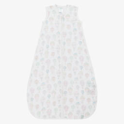 aden + anais-White Organic Cotton Hot Air Balloon Print Sleeping Bag | Childrensalon