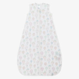aden + anais-White Organic Cotton Hot Air Balloon Print Sleeping Bag | Childrensalon