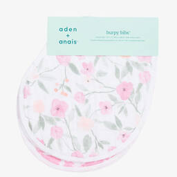 White & Pink Cotton Muslin Burpy Bibs (2 Pack)