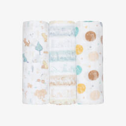 aden + anais-لفافات قطن موسلين لون أبيض(عدد 3) | Childrensalon